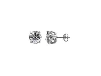 Sterling Silver CZ Round Stud Earrings 4MM - Casting