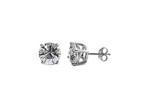 Sterling Silver CZ Round Stud Earrings 6MM - Casting