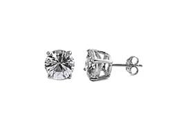 Sterling Silver CZ Round Stud Earrings 7MM - Casting