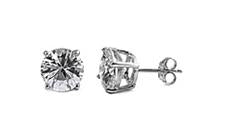 Sterling Silver CZ Round Stud Earrings 8MM - Casting