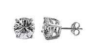 Sterling Silver CZ Round Stud Earrings 9MM - Casting