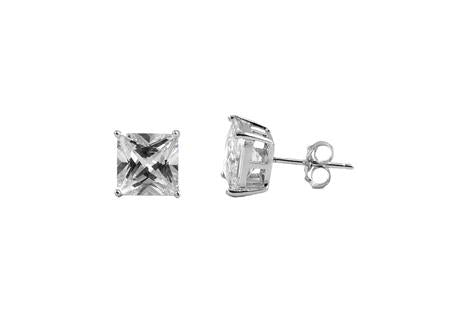 Sterling Silver CZ Square Stud Earrings 3MM - Casting