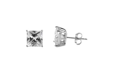Sterling Silver CZ Square Stud Earrings 4MM - Casting