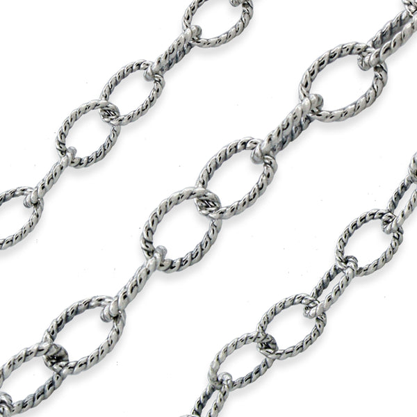 Sterling Silver Oxidized Twisted Cable Chain 3.7mm (sold by the foot)