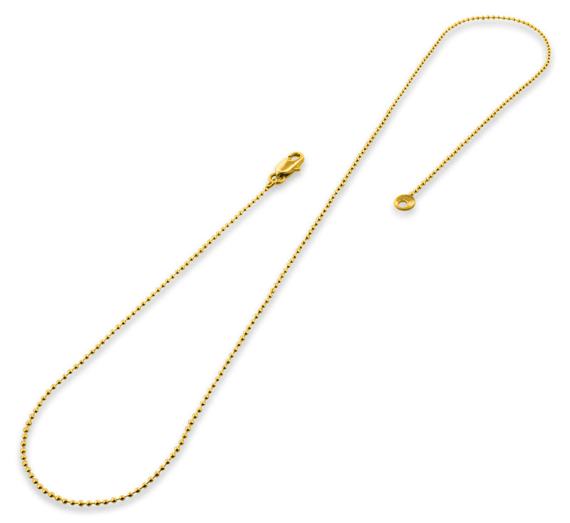 14K Gold Plated 30" Bead Brass Chain Necklace 1.20mm