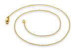 14K Gold Plated 30" Bead Brass Chain Necklace 1.20mm