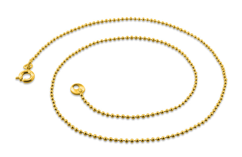 14K Gold Plated 18" Bead Brass Chain Necklace 1.50mm