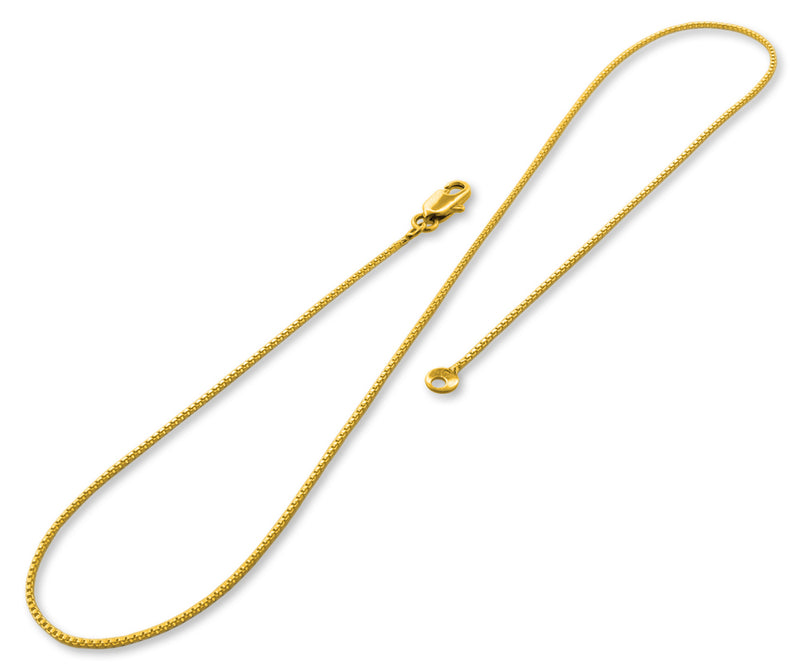 14K Gold Plated 24" Box Brass Chain Necklace 1.2mm