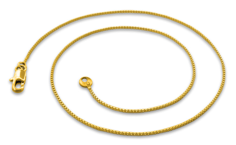 14K Gold Plated 24" Box Brass Chain Necklace 1.2mm