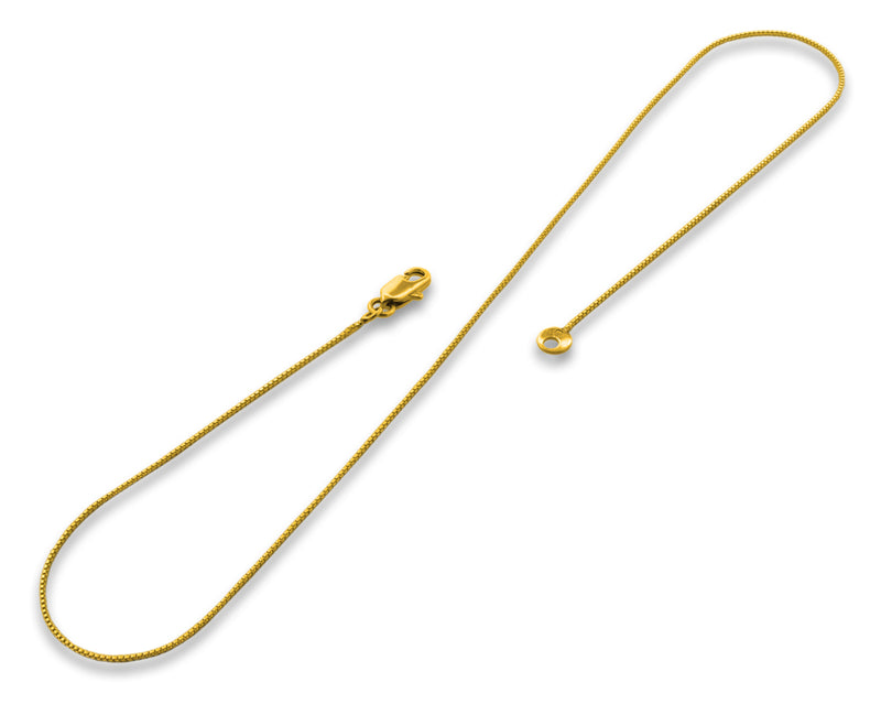 14K Gold Plated 16" Box Brass Chain Necklace 1.0mm
