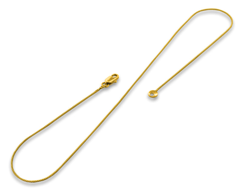14K Gold Plated 30" Box Brass Chain Necklace 1.0mm