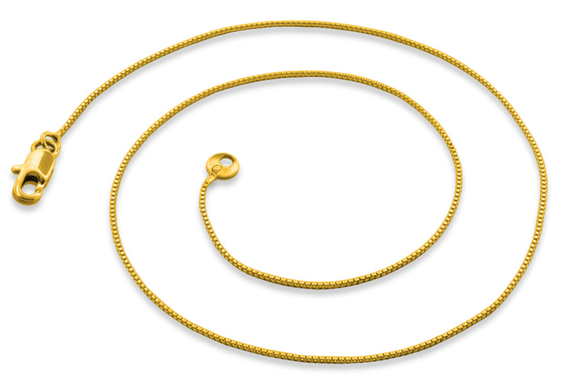 14K Gold Plated 22" Box Brass Chain Necklace 1.0mm