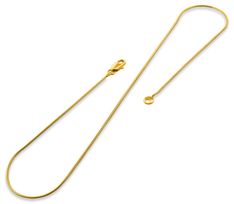 14K Gold Plated 16" Snake Brass Chain Necklace 1.13mm