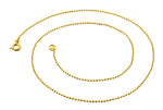 14K Gold Plated 22" Bead Brass Chain Necklace 1.20mm