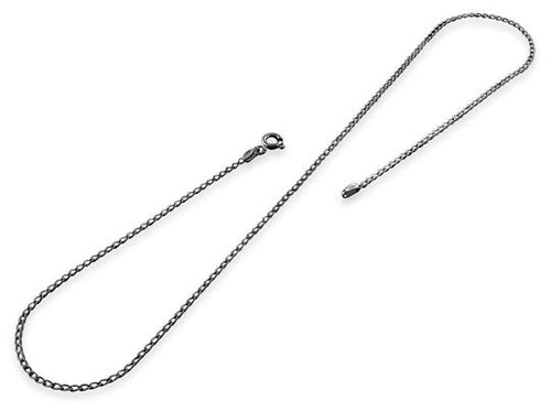 Black Rhodium Sterling Silver Long Curb Chain 1.4MM