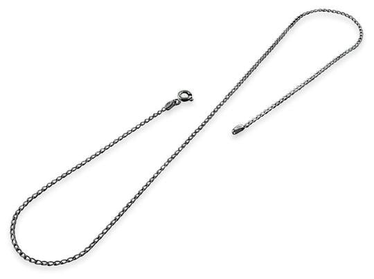 Black Rhodium Sterling Silver Long Curb Chain 1.4MM