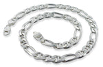 Sterling Silver 22" Figaro Marina Chain Necklace - 10.2MM
