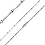 Sterling Silver 18" Square Snake Beaded Chain Necklace - 1MM