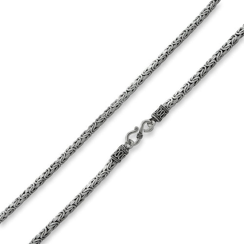 Sterling Silver 16" Square Byzantine Chain Necklace - 3.5MM