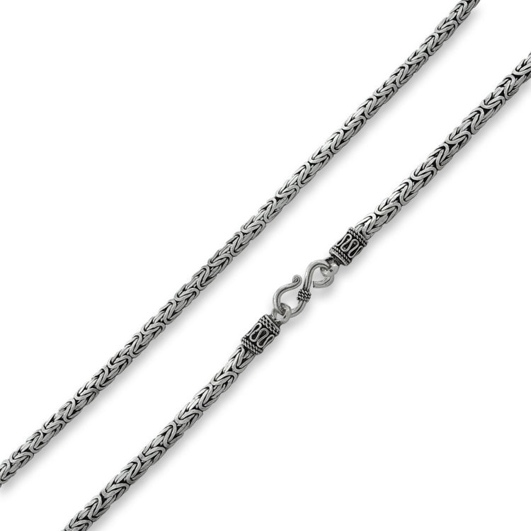 Sterling Silver 22" Square Byzantine Chain Necklace - 3.5MM