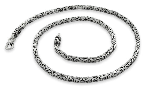 Sterling Silver 8" Square Byzantine Chain Bracelet - 3.5MM