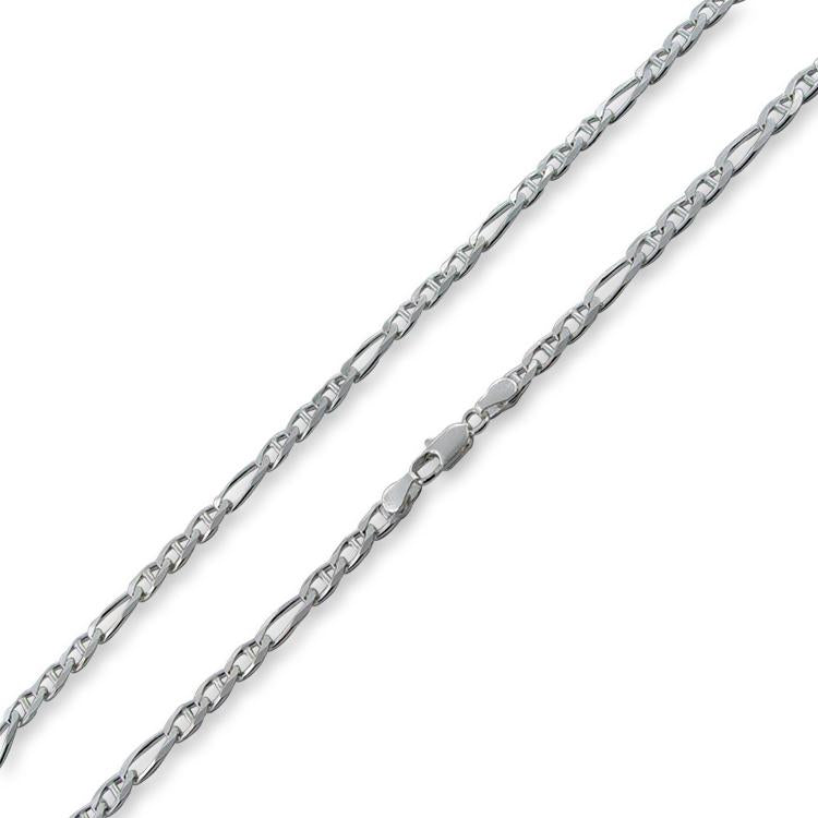 Sterling Silver 16" Figaro Marina Chain Necklace - 4.5MM