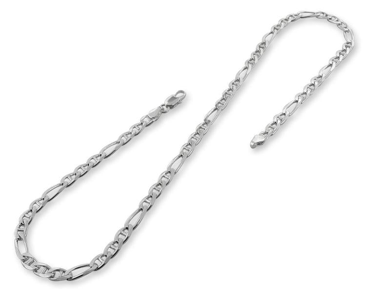 Sterling Silver 18" Figaro Marina Chain Necklace - 4.5MM