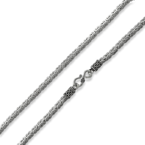 Sterling Silver 30" Square Byzantine Chain Necklace - 4.0MM