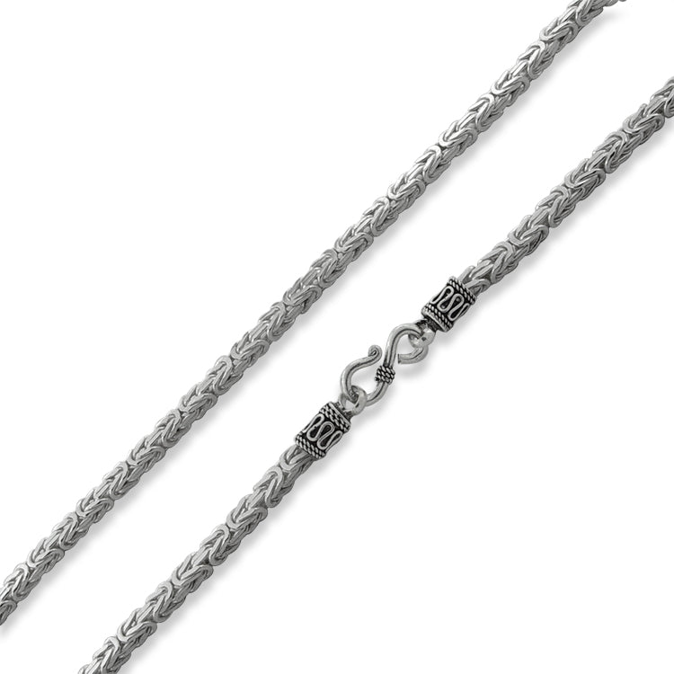 Sterling Silver 30" Square Byzantine Chain Necklace - 4.0MM