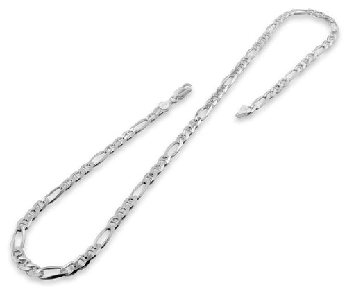 Sterling Silver 18" Figaro Marina Chain Necklace - 5.5MM