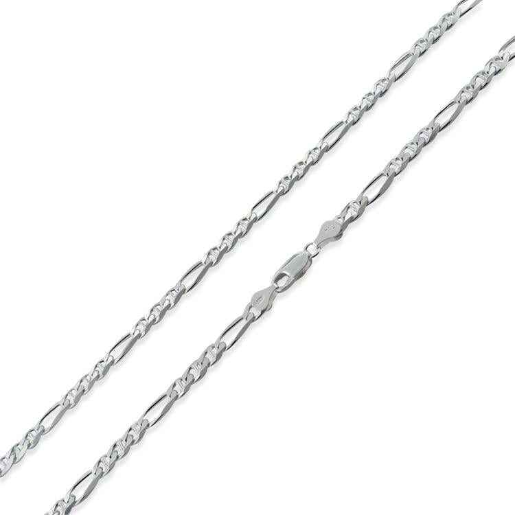 Sterling Silver 18" Figaro Marina Chain Necklace - 5.5MM