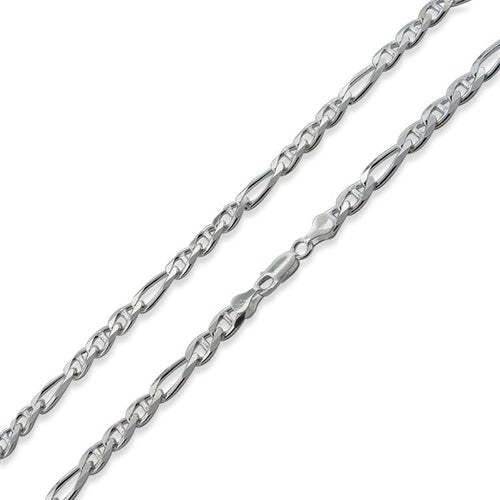 Sterling Silver 16" Figaro Marina Chain Necklace - 6.5MM