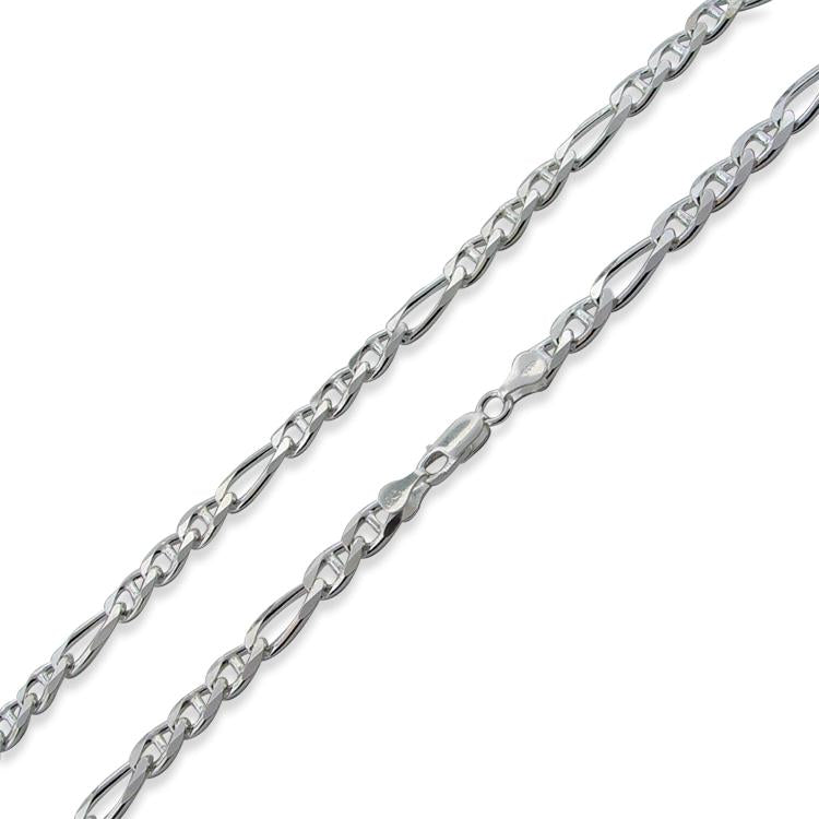 Sterling Silver 18" Figaro Marina Chain Necklace - 6.5MM