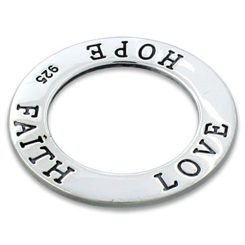 Sterling Silver Love Hope Faith Round Pendant