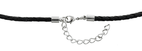 3.0mm Black Braided Leather Cord w/ Adjustable Clasp