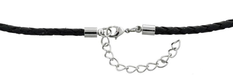 3.0mm Black Braided Leather Cord w/ Adjustable Clasp