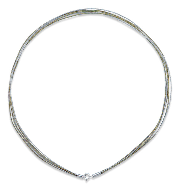 Japanese 2 tone Handmade 5 Strands Silk Cord w/ Sterling Silver Clasp