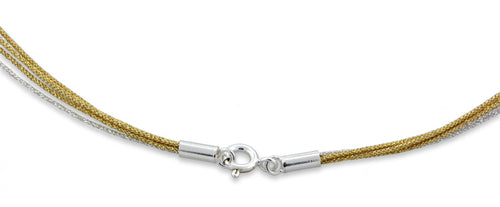 Japanese 2 tone Handmade 5 Strands Silk Cord w/ Sterling Silver Clasp