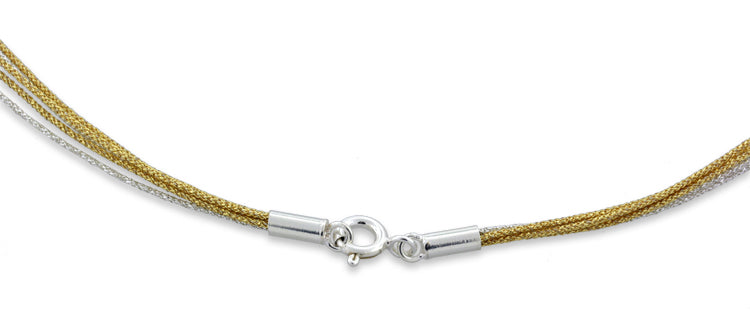 Japanese 2 tone Handmade 5 Strands Silk Cord w/ Sterling Silver Clasp