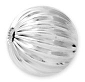 Sterling Silver Plain Beads Corrugated 12mm