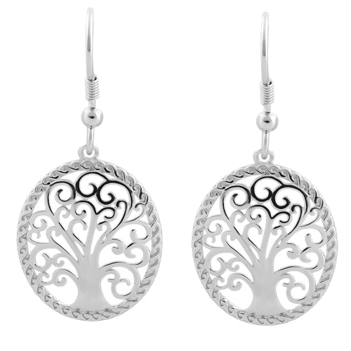 Sterling Silver Whimsic Tree of Life Hook Earrings