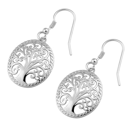 Sterling Silver Whimsic Tree of Life Hook Earrings