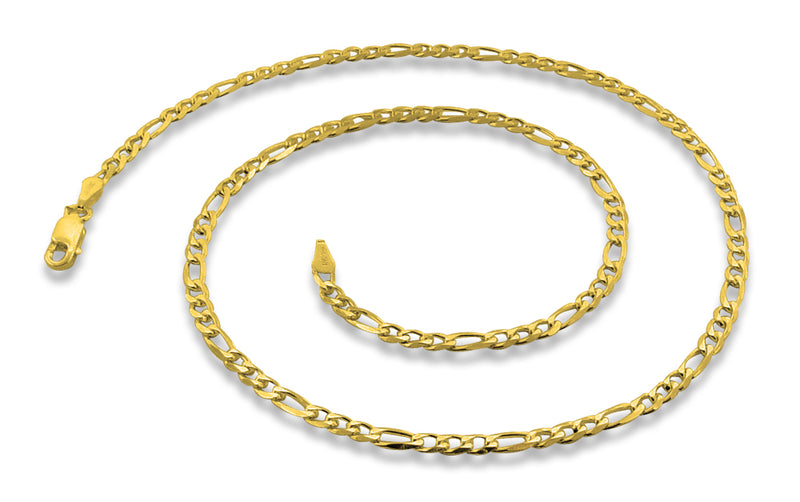 14K Gold Plated Sterling Silver Figaro Chain 3.1MM