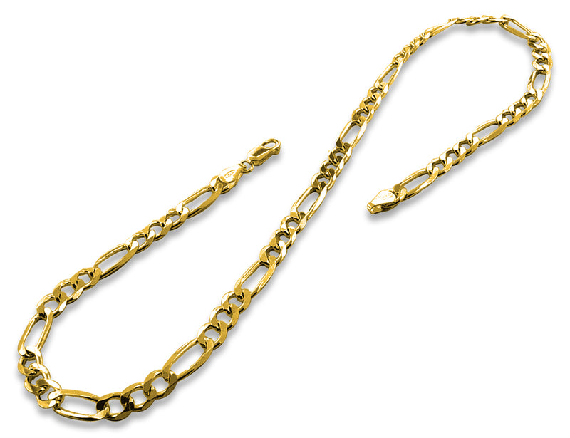 14K Gold Plated 24" Sterling Silver Figaro Chain 6.1MM
