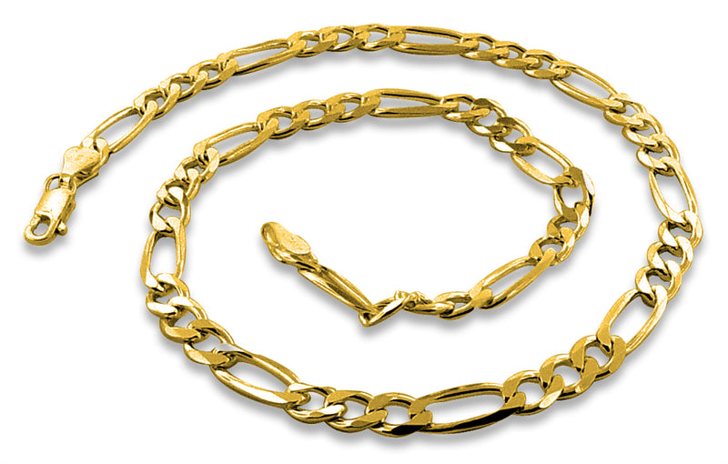 14K Gold Plated 24" Sterling Silver Figaro Chain 6.1MM