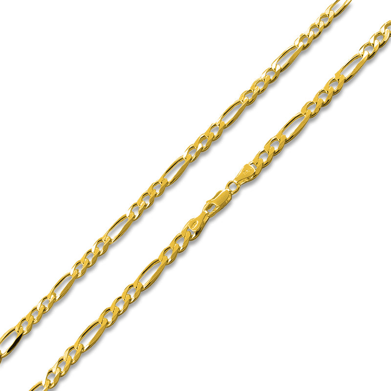 14K Gold Plated 24" Sterling Silver Figaro Chain 6.1MM