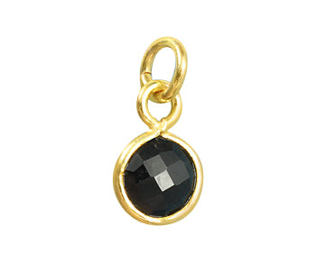 Gold Plated over Silver Bezel Pendant Black Onyx  Round 6mm - PACK OF 4