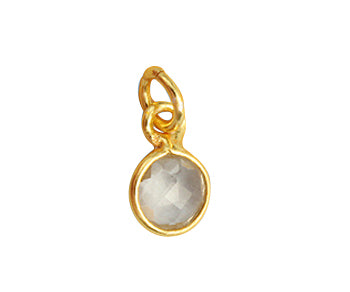 Gold Plated over Silver Bezel Pendant Clear Quartz Round 6mm - PACK OF 4