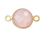 Gold Plated over Silver Bezelled Connector Rose Quartz Round 11mm