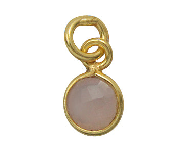 Gold Plated over Silver Bezelled Pendant Pink Onyx  Round 6mm - PACK OF 4